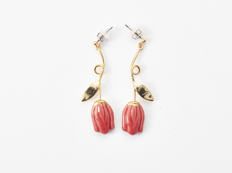 有田焼 チューリップ(ピアス) red