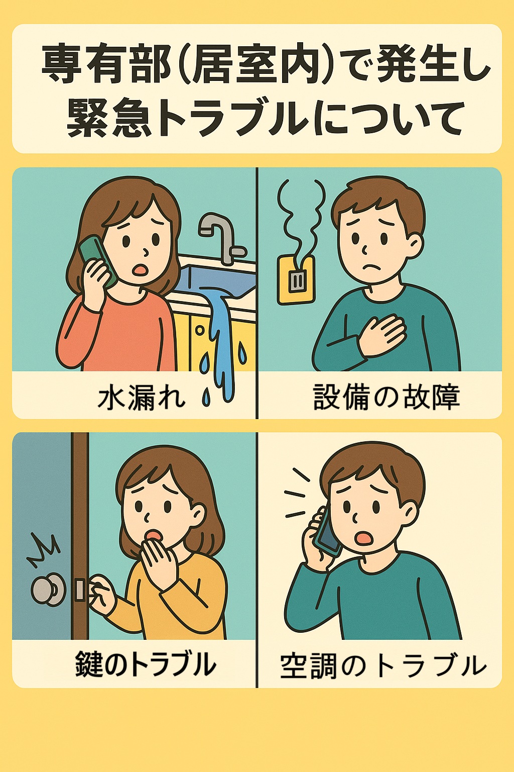 専有部(居室内)で発生した緊急トラブルについて