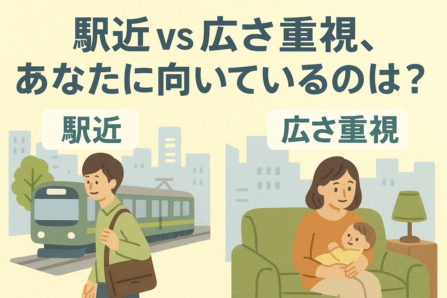 駅近 vs 広さ重視、あなたに向いているのはどっち？