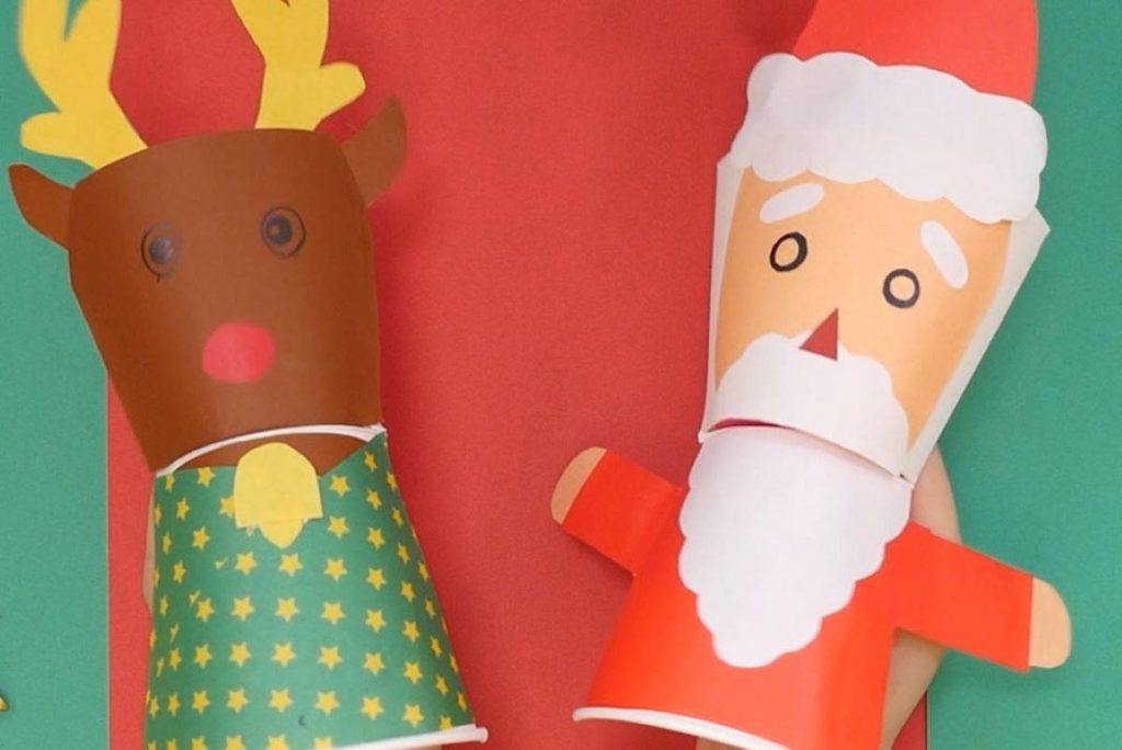 動画】紙コップで簡単！パクパクしゃべるサンタとトナカイの人形