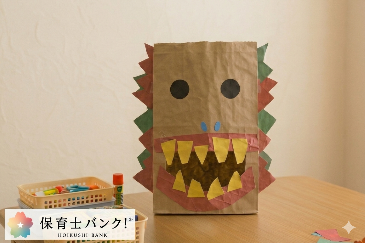 紙袋で作る恐竜のお面