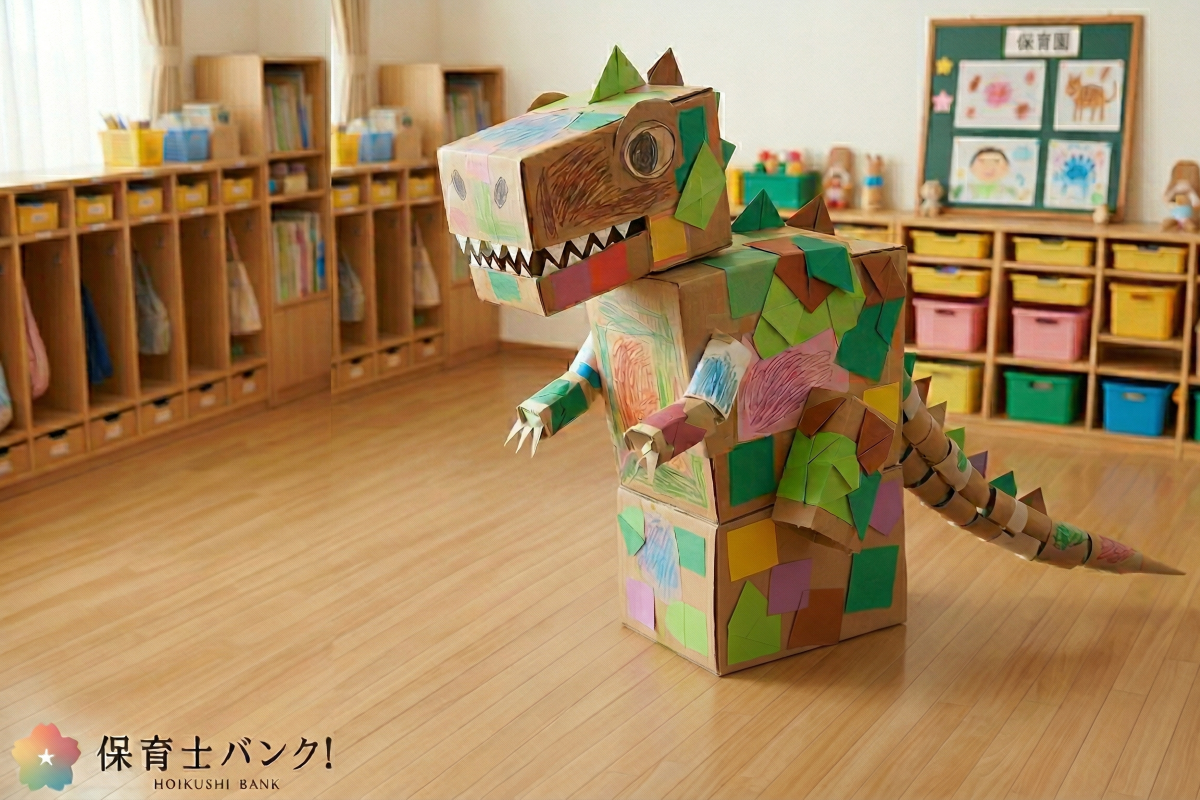 段ボールで作る大きな恐竜