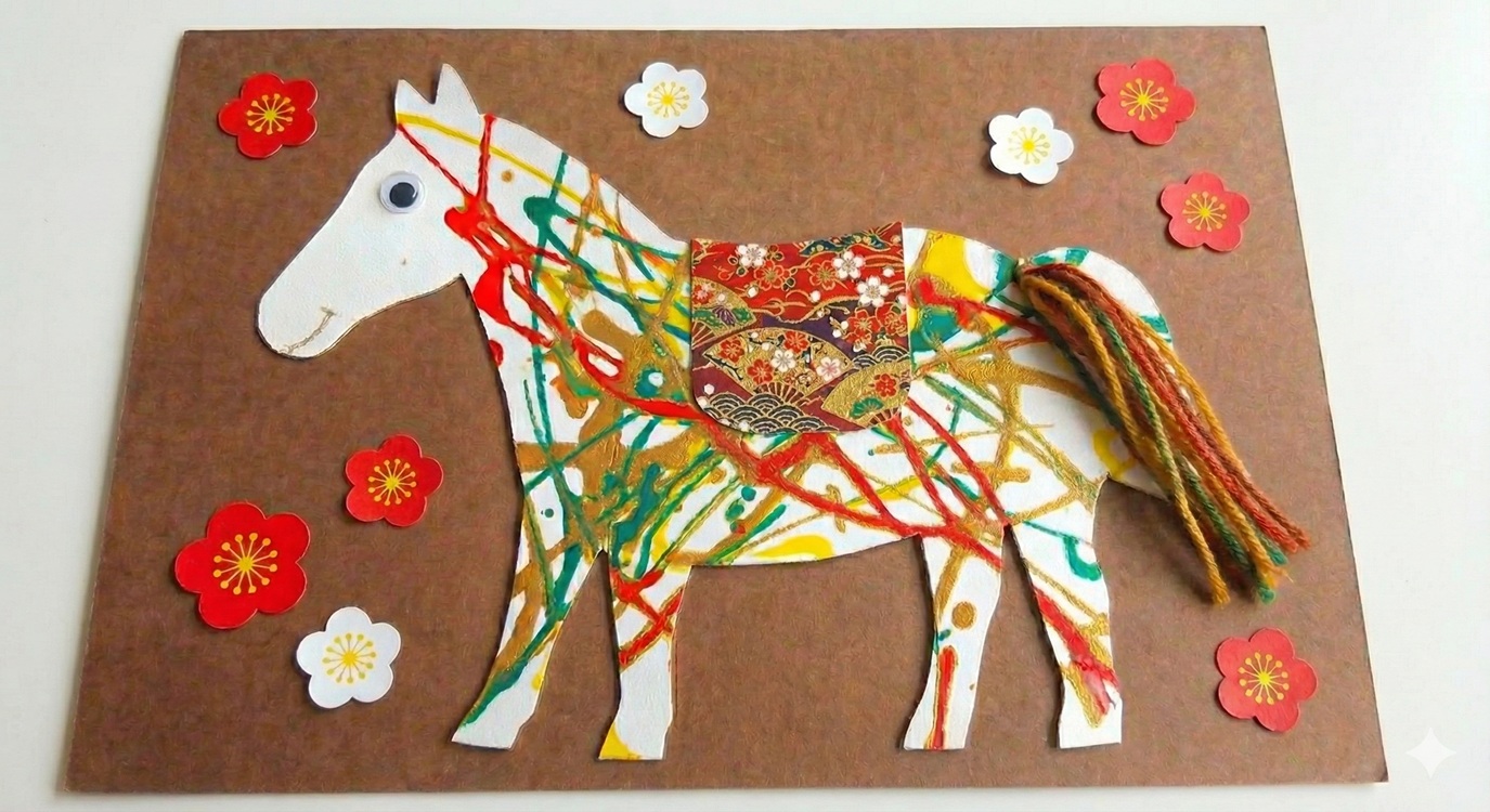 ビー玉アートの馬