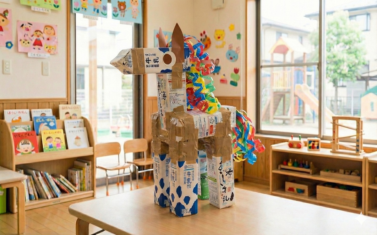 牛乳パックの馬