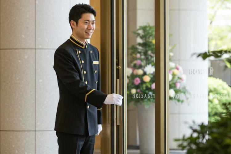 ホテルの入り口にいるドアマン
