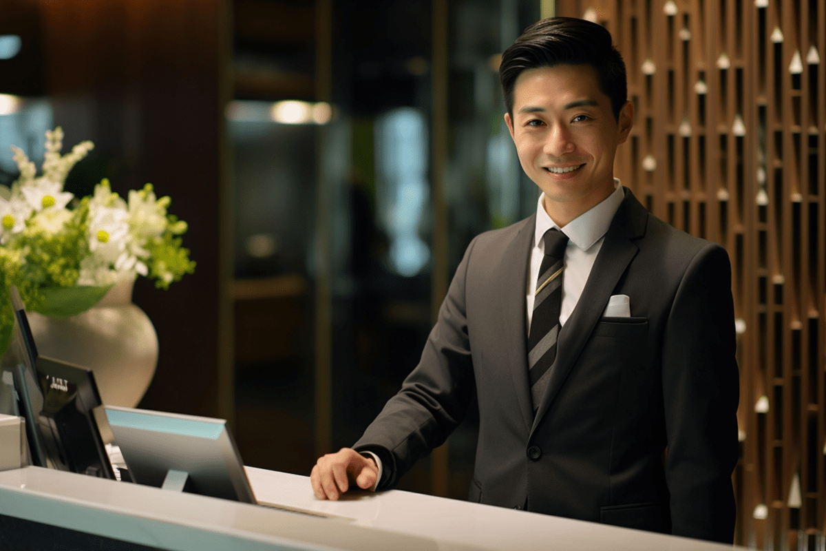 ナイトフロントの男性スタッフ