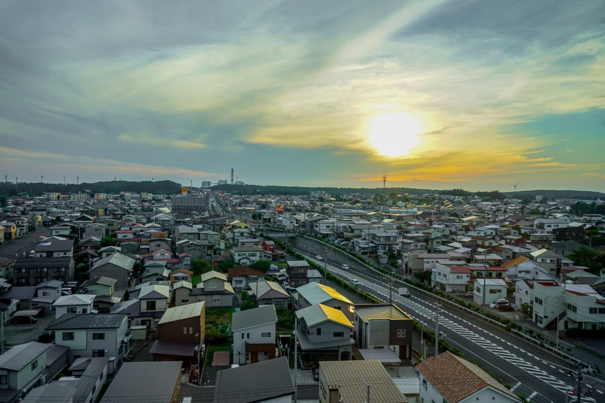 能代市の町並み