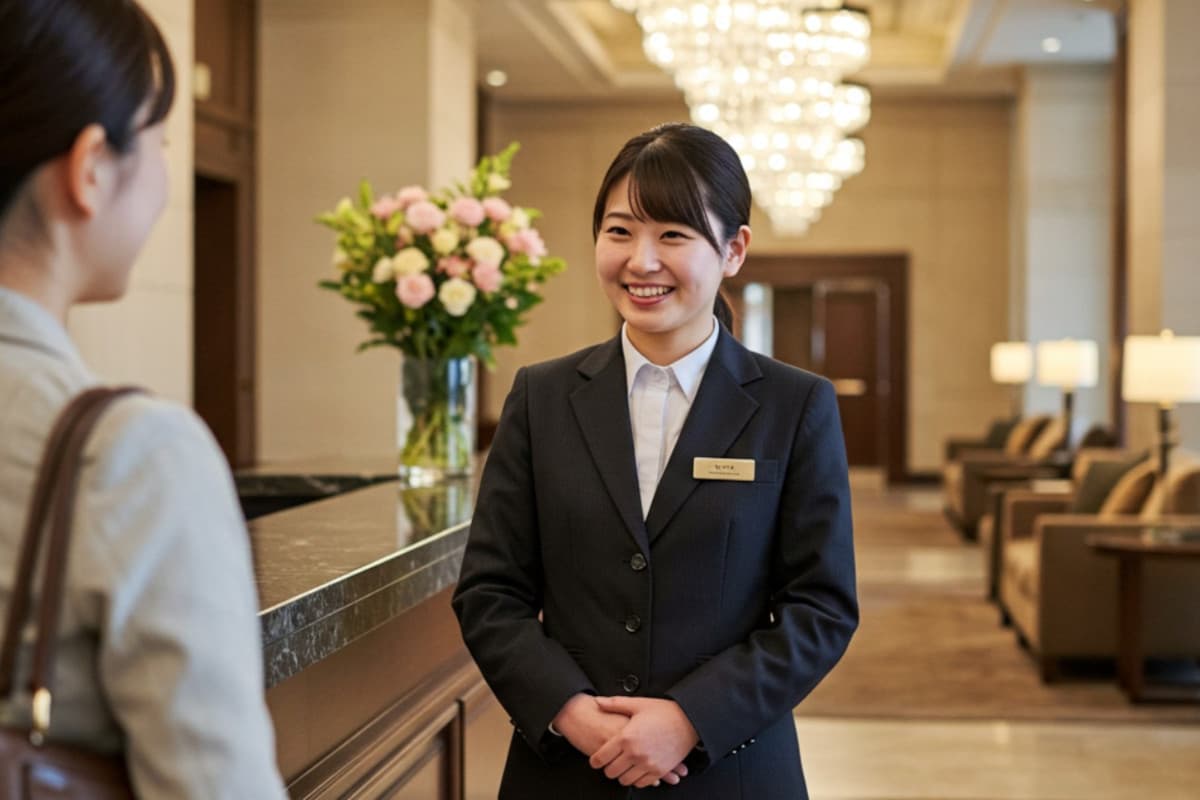 ホテルでコンシェルジュとして働く女性