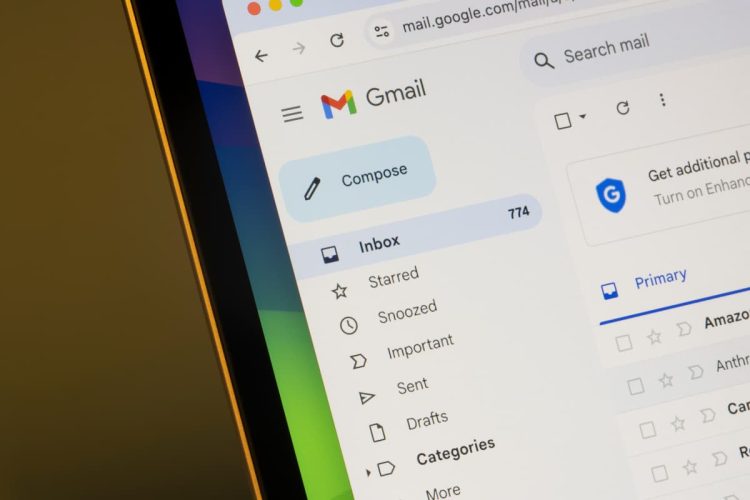 Gmailの受信画面