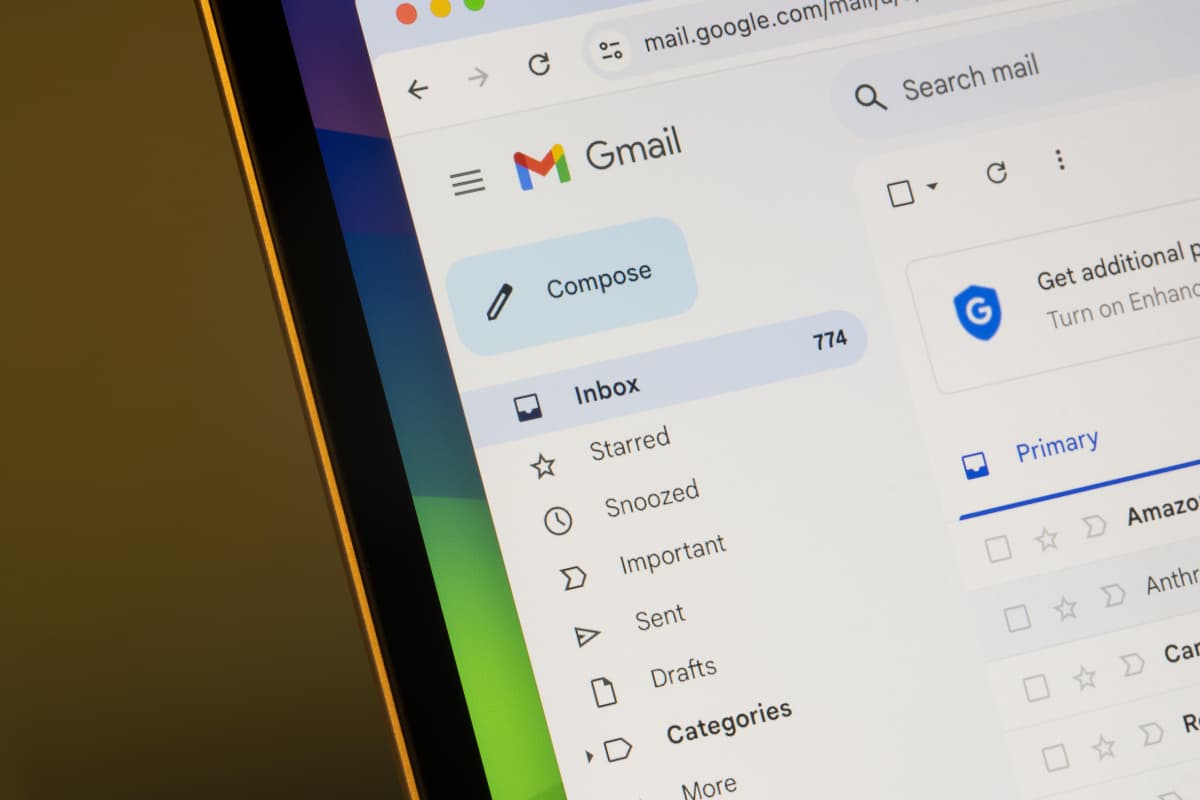 Gmailの受信画面