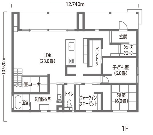 ぽっくハウス静岡（東海ハウス） Uターンして叶えた平屋としても成立する洗練ハイコスパの家 1階