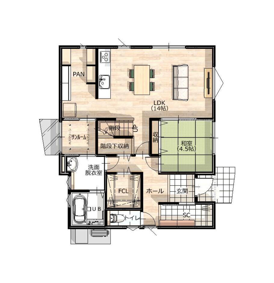 イシカワ 収納充実＆家事ラク動線！家族が快適に暮らせる機能的な住まい 1階