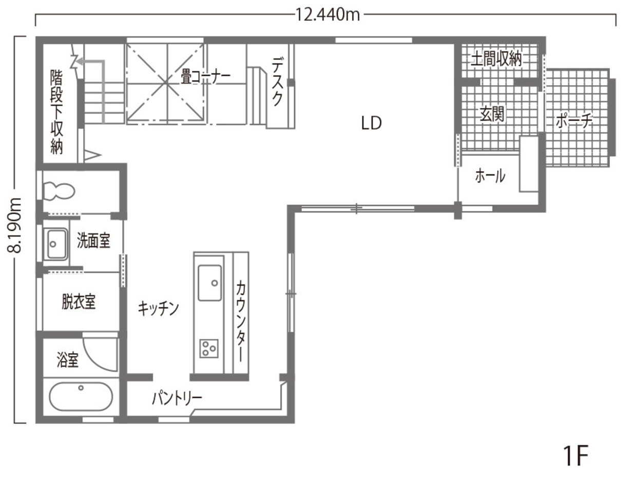 内田建設 豊橋市　LDKに畳コーナーがある家 1階