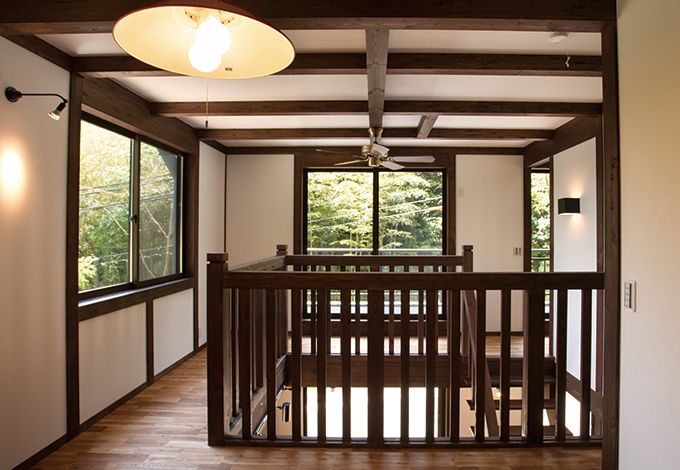 サイエンスホーム【1000万円台、デザイン住宅、狭小住宅】吹き抜けにシーリングファンを備え、 家中の空気を循環させることで空 調効率をアップ