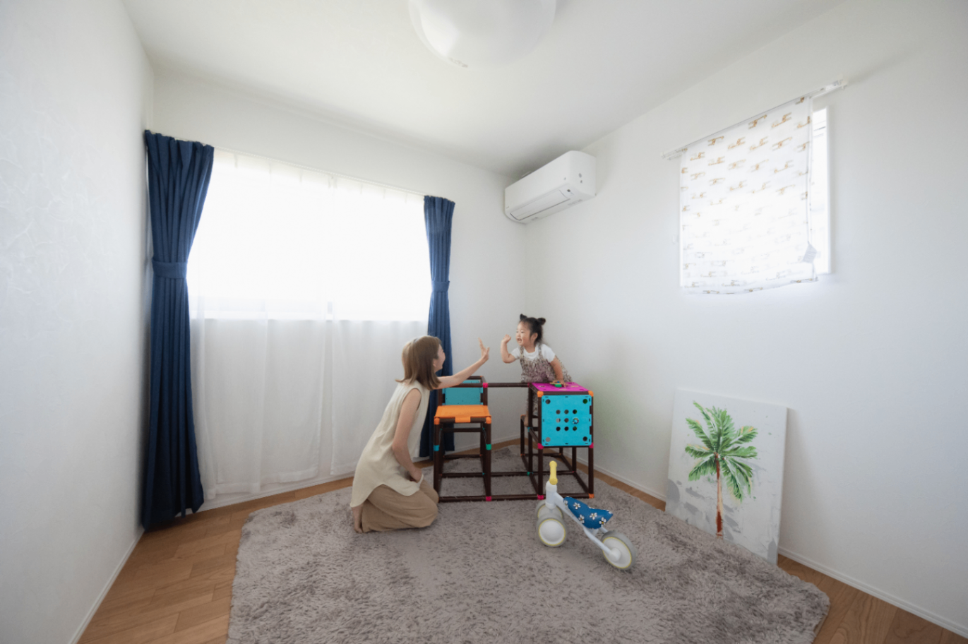 ひだまり工房【デザイン住宅、収納力、間取り】お子さまのお部屋は、成長とともに「好き」を選べるようシンプルな空間に。