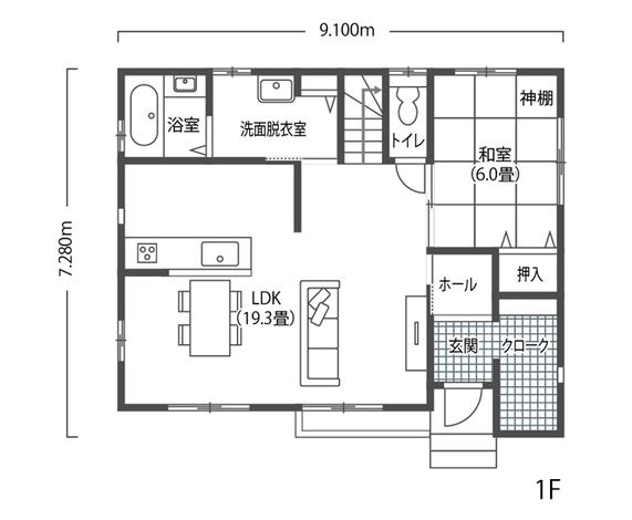 JUST LUCKY HOUSE（山田工務店） 大好きなモノに囲まれて暮らすヴィンテージテイストの楽しい家 1F