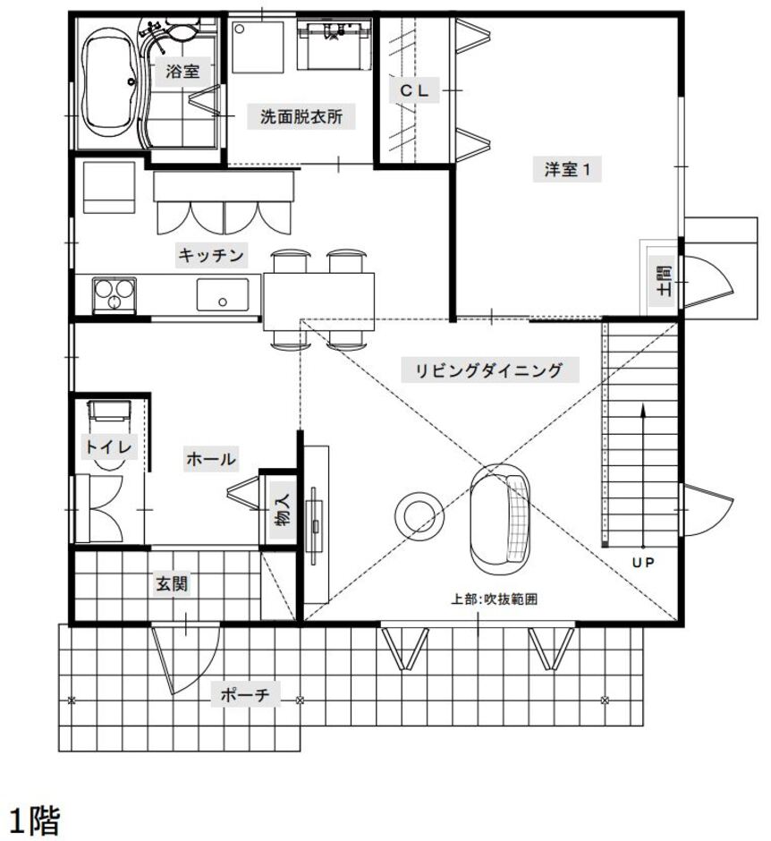 サイエンスホーム 本体価格1,000万円台で叶えた 1.5階建て・国産ひのきの家 1階