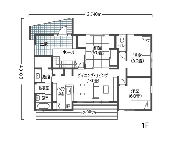 TENアーキテクツ 一級建築士事務所 美しい庭の景色を切り取るオープンデッキのある家 1F