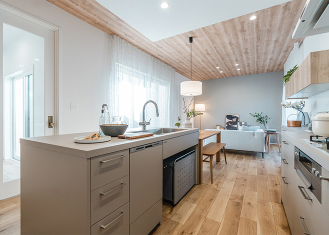 Ⅱ型のアイランドキッチンはおしゃれなだけでなく、使い勝手も抜群