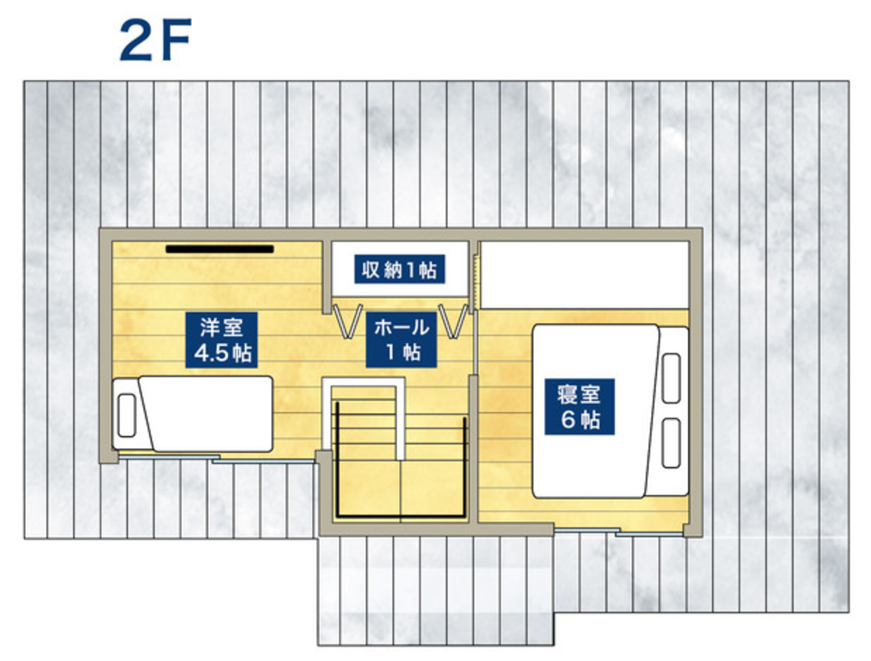 平屋建築ブルーハウス 趣味の時間と二人の時間を謳歌する平屋スタイルの家 2階