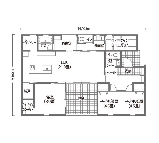 REIWA HOUSE（令和ハウス） 木のぬくもり溢れるシンプルモダンな平屋 1階