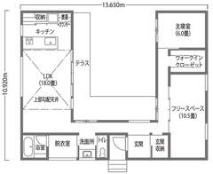 中庭を囲う「コ」の字の平屋で家族時間を心ゆたかに愉しむ暮らし