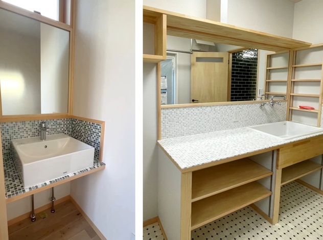 タイル貼りがオシャレな洗面台