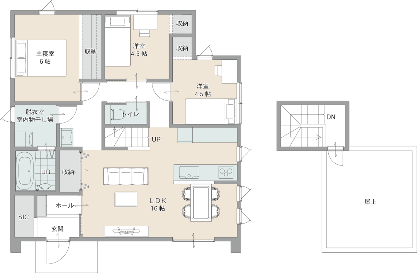 第一伊藤建設 1750万円で屋上付きハイスペックな平屋のお家mys 間取り