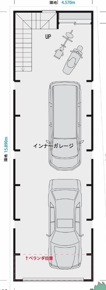 建築システム（狭小住宅専門店） プラン４０－間口４．０ｍ（２．２間）　木造３階建て　延床面積１５９㎡（４８．０坪） １階