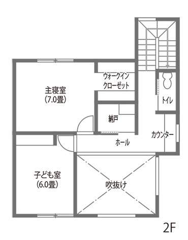 DAITOKU（大得工務店） 吹抜けと中庭がゆとりを生む、大空間リビングのある家 2階