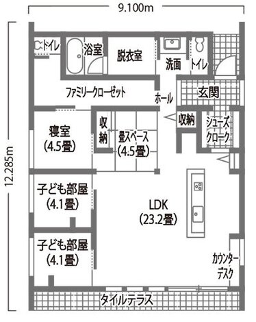 R＋house御殿場（岳南建設） 日常の家事が楽になる高性能のデザイン住宅 1階