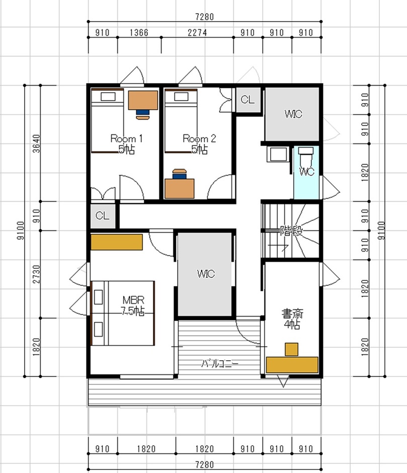 BAUM HOME（岩崎工務店） 収納充実！書斎も完備のゆとりの3LDK ２階