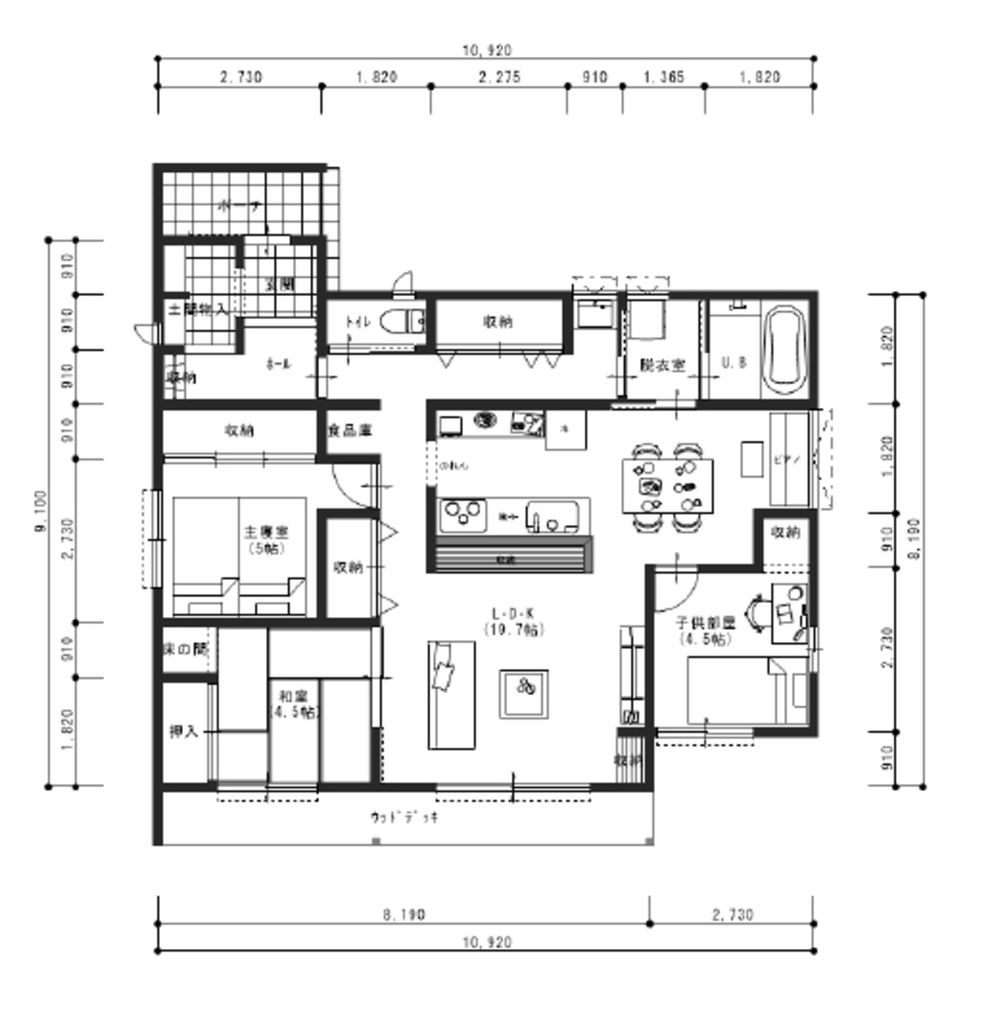 エフエフ住宅 自然光と庭の融合 - 平屋3LDKで叶う明るい暮らし 1階