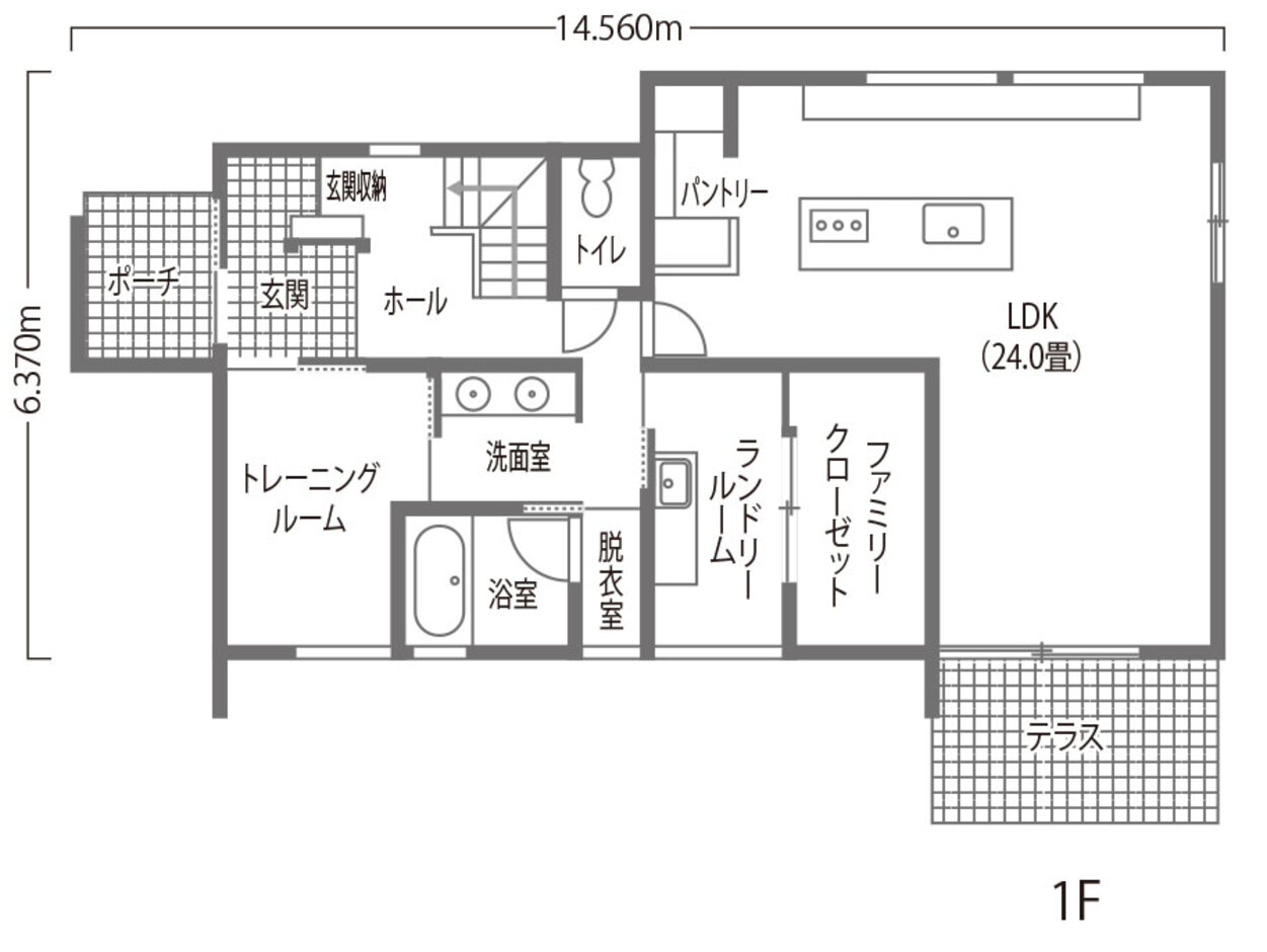 内田建設 豊橋市　トレーニングルームのある家 1階