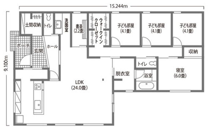 子育て安心住宅＆デザインラボ スタイリッシュに心ときめくシェアハウス風の平屋 1階