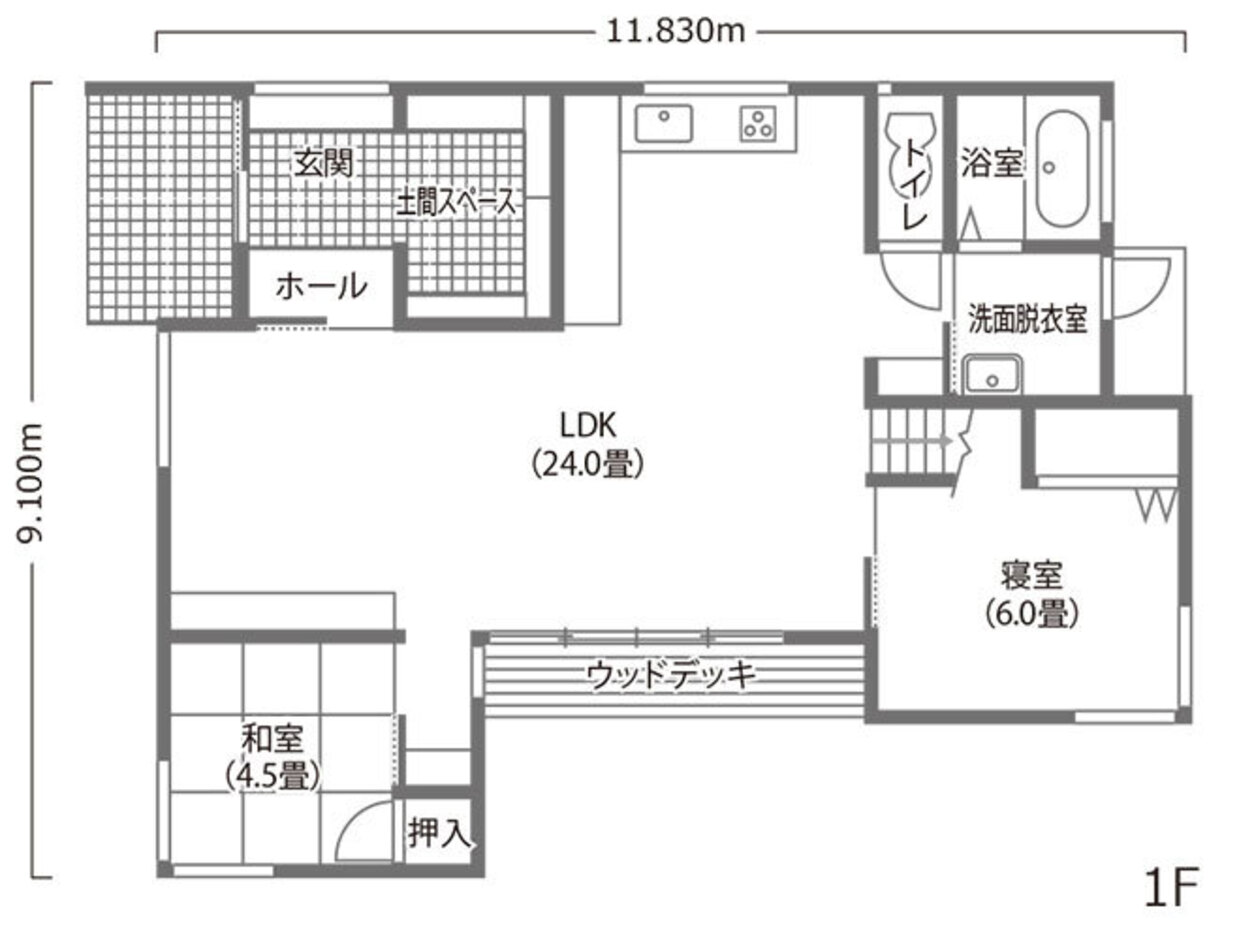 金子工務店/めぐみ不動産 四季と暮らす、山荘をイメージした小さな平屋 １階