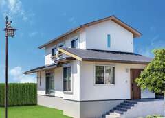 和モダンが薫る清楚な外観。基礎の立ち上がりは1160mmで、階段7段分もの高さがあり、台風や大雨などの水害から大切な家を守ってくれる