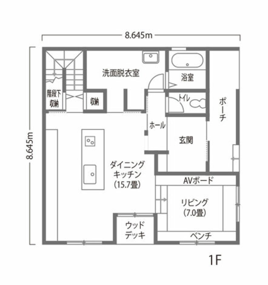 ナイスホーム 33坪│回遊動線で家事ラク＆ピットリビングのある家 1階