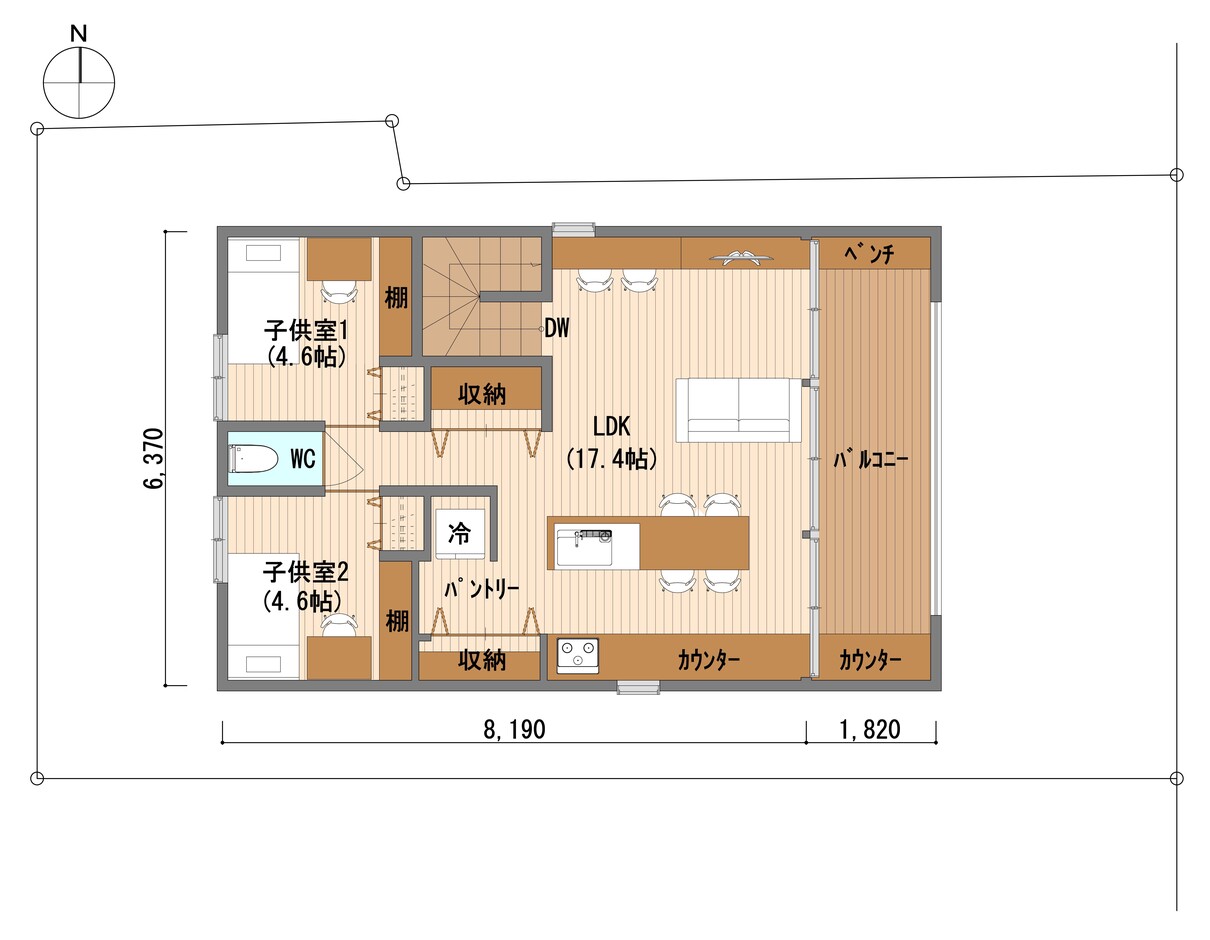 荒川工務店（ASJ豊橋スタジオ） 2階からの眺望を楽しむ住まい 2階