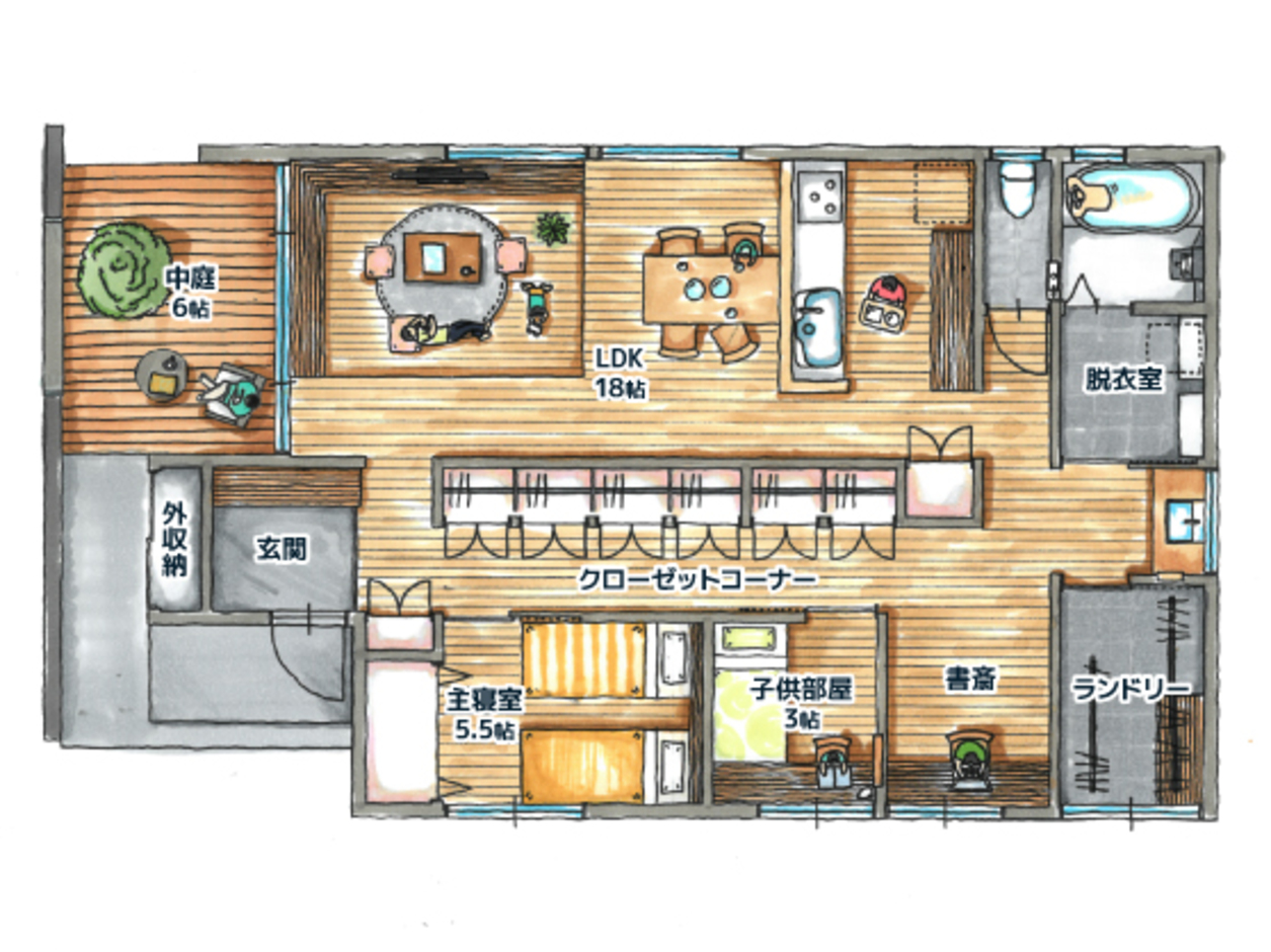 ARRCH アーチ 住宅密集地の敷地56 坪にプライベートな中庭を備えた平屋 平屋