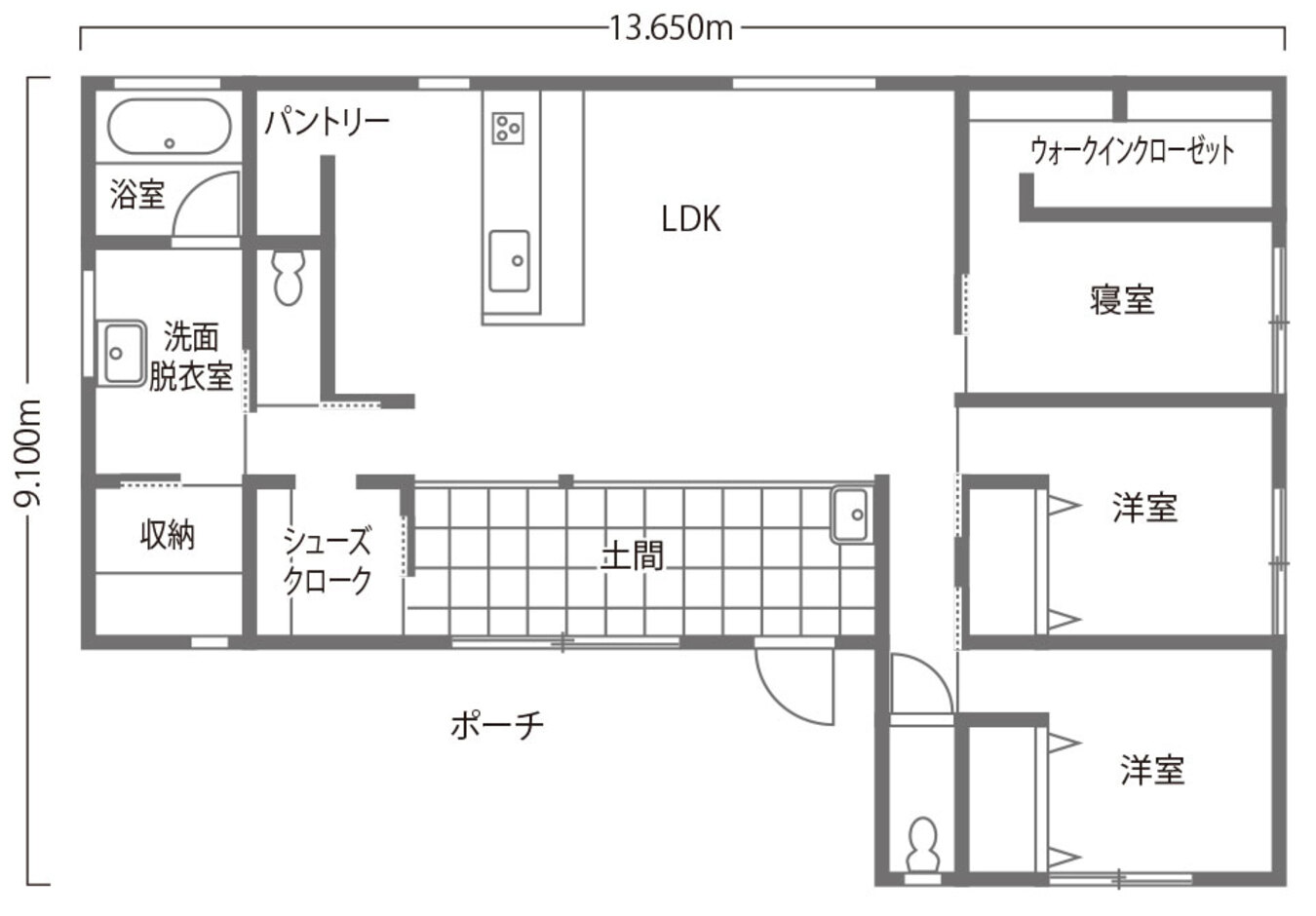 内田建設 豊川市　薪ストーブがある平屋 1階