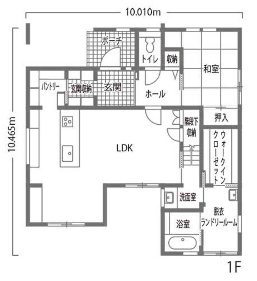 内田建設 豊川市　ランドリールームを備えた家 1階