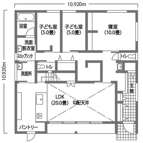 アイ工務店 家事も子育てもしやすいパッシブ＆回遊動線のある平屋 1階