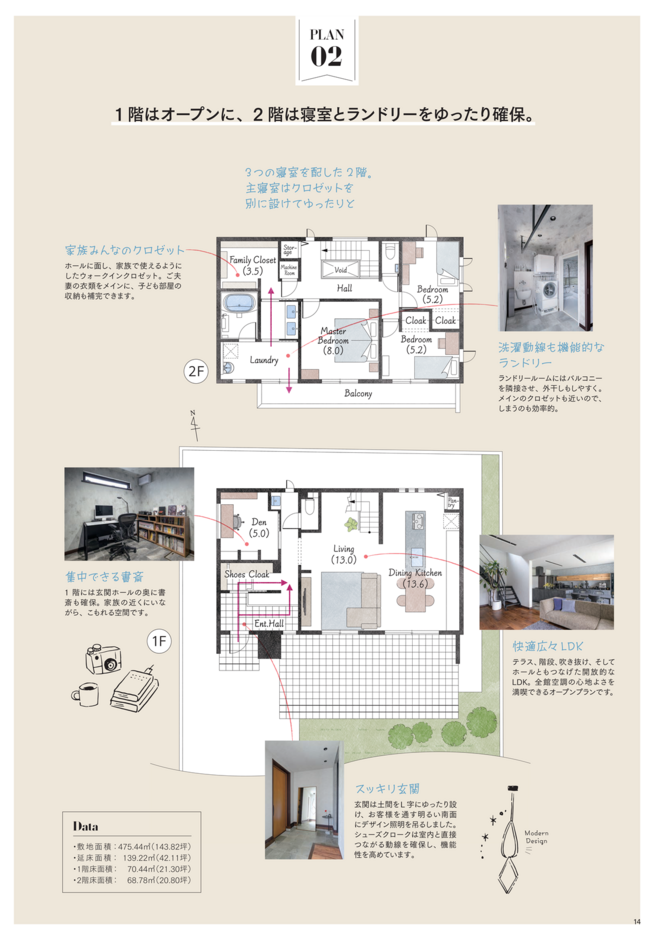 三井ホーム　静岡支店・静岡東支店 吟味した素材が美しく映える、クールモダンの家 1階,2階