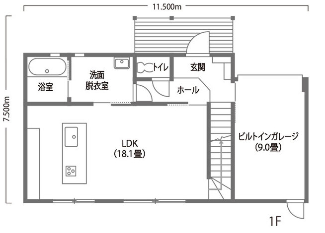 住起産業（アキュラホーム三島中店） 夫婦の「好き」を詰め込んだアメリカンガレージハウス 1階