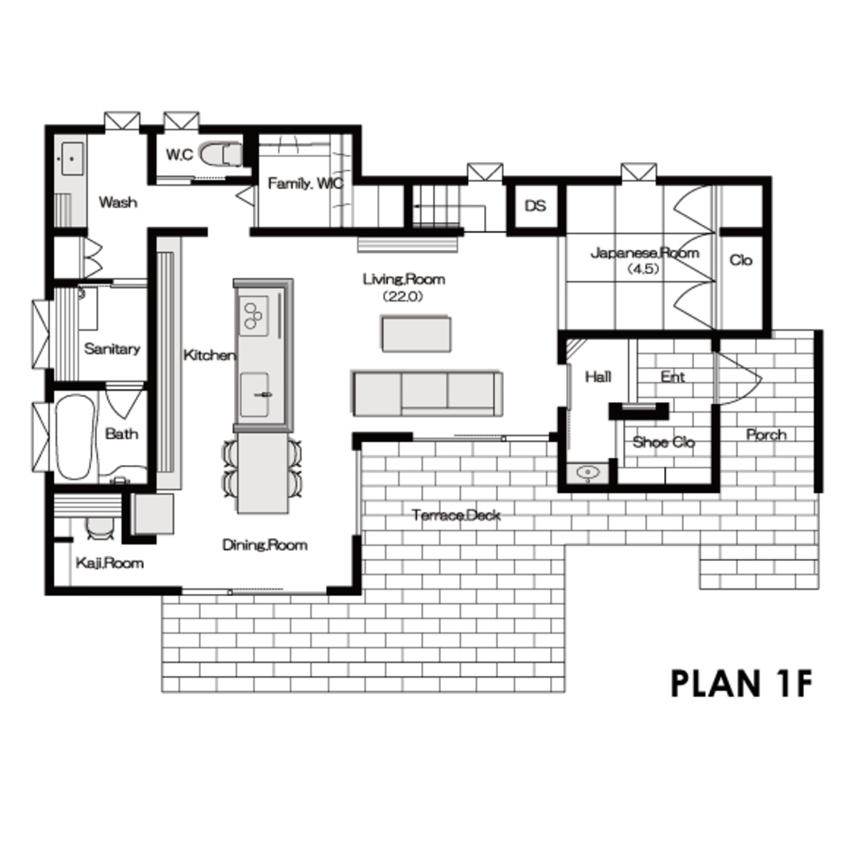 イデキョウホーム 全館空調と屋上庭園で豊かな暮らしを省エネ住宅のフルスペックモデル PLAN 1F