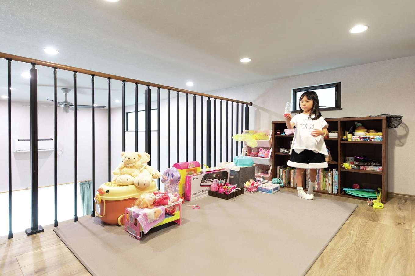 平屋専門店 カナウハウス【1000万円台、子育て、平屋】ロフトは多彩な用途に活躍。右手にもう1エリアあり、ご主人が書斎として使用