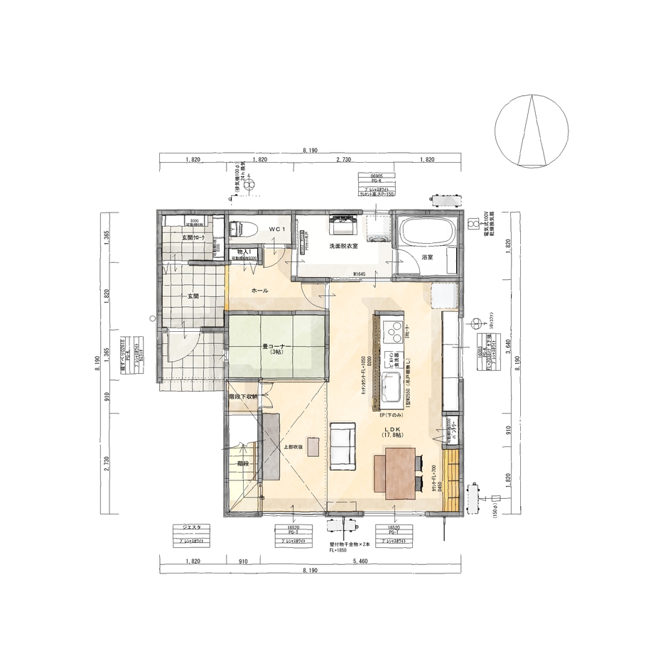 JUST LUCKY HOUSE（山田工務店） 南道路 34坪2,027万（月々5.2万円） 1階