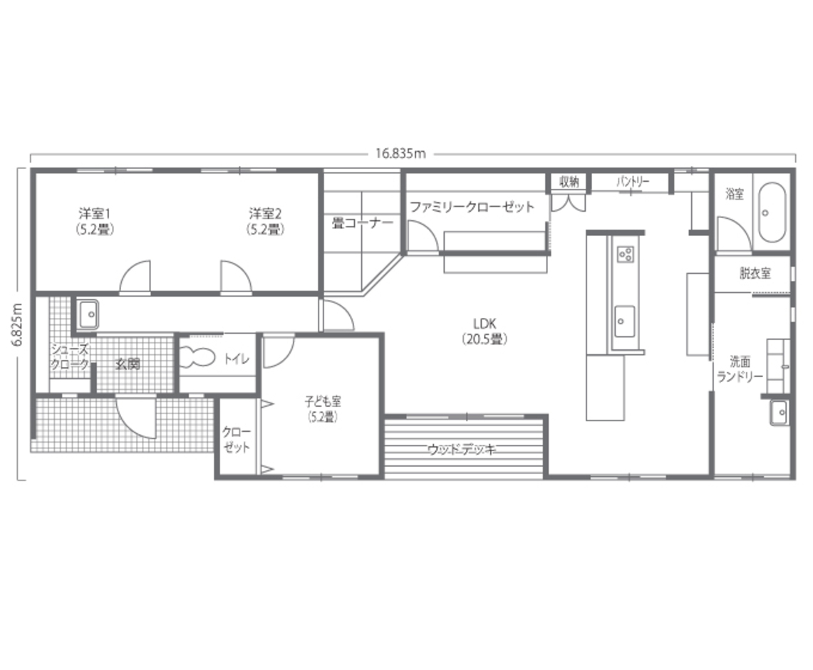 KUREKEN HAUS（榑林建設） ママ目線で使いやすい31坪の平屋 １階