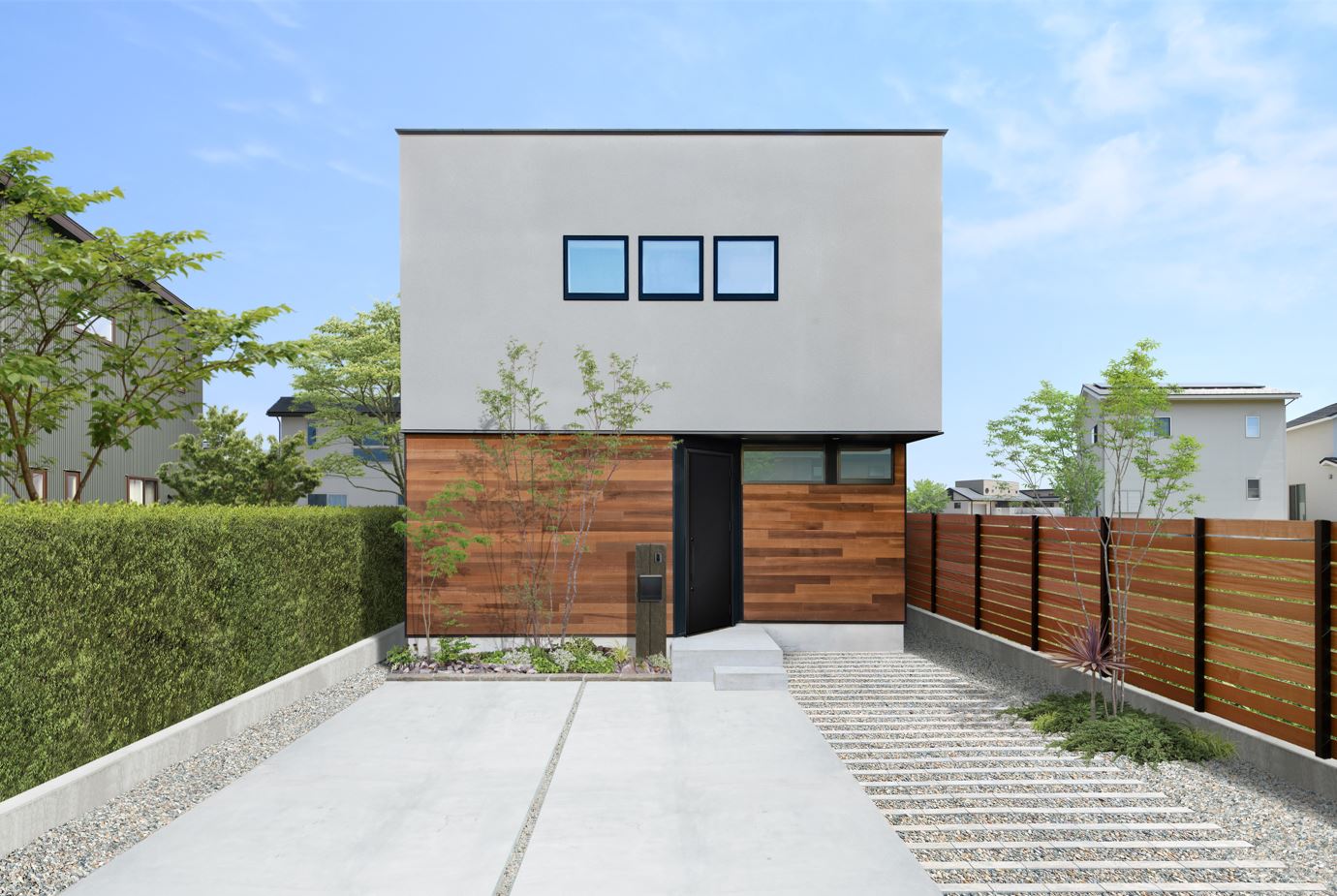 S.CONNECT（エスコネクト）【デザイン住宅、二世帯住宅、建築家】板張りがアクセントのスタイリッシュな外観